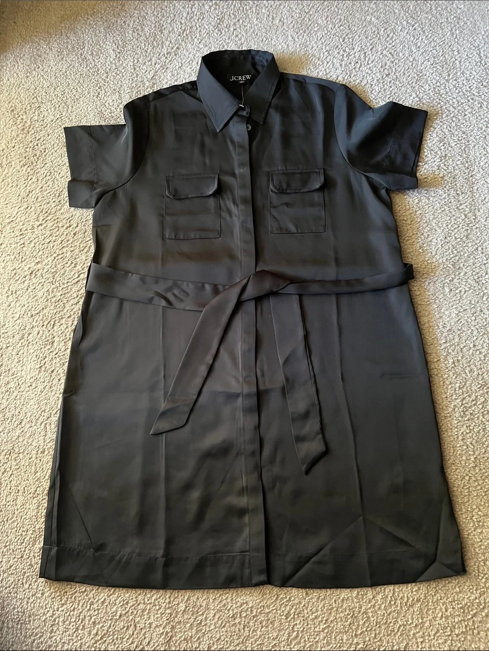 J. Crew Black Mini Satin Short-Dress Sz 8 NWOT